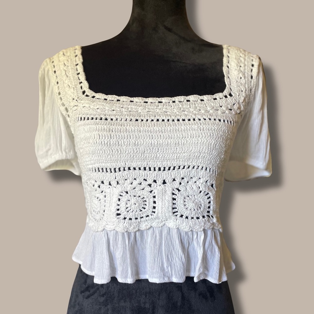 Sim and Sam Crocheted and Smock Top